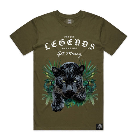 Men HASTA MUERTE Tropical Leaves Jaguar T-Shirt