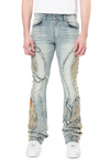 Men SMOKE RISE Tapestry Panel Monogram Stacked Jeans