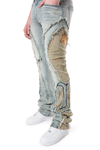 Men SMOKE RISE Tapestry Panel Monogram Stacked Jeans