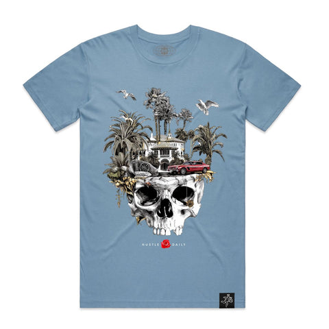 Men HASTA MUERTE Mansion Skull T-Shirt