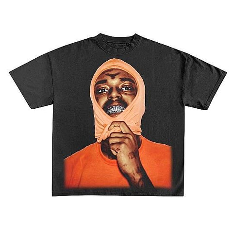 Men SNIPER GANG Big Face Orange T-Shirt