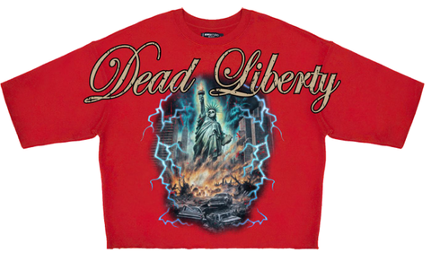 Men ROKU STUDIO Dead Liberty Chaos Cropped Drop T-Shirt