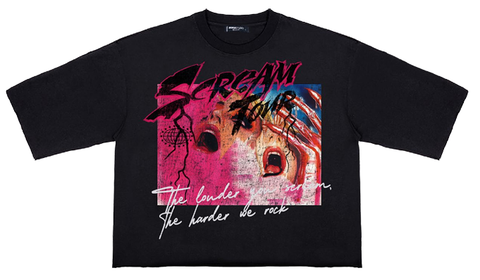 Men ROKU STUDIO Scream Tour Drop Shoulder Cropped T-Shirt