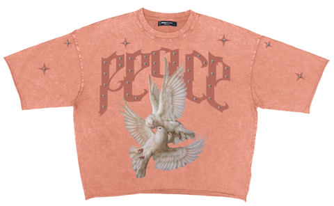 Men ROKU STUDIO Enzyme Washed Peace Cropped T-Shirt
