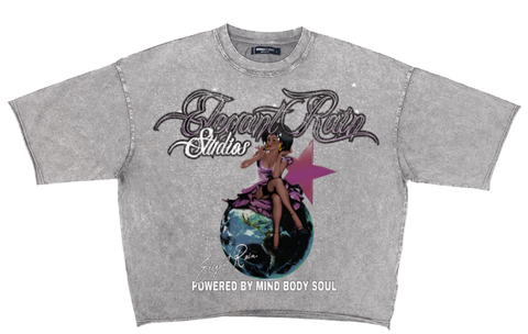 Men ROKU STUDIO Enzyme Washed Elegant Rain Cropped T-Shirt