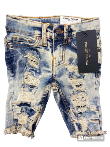 Little Kids FWRD Broken Down Biker Denim Shorts