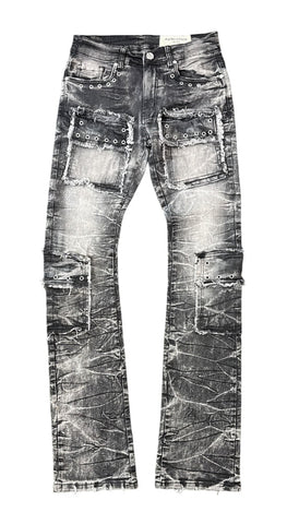 Men FWRD Eyelet Denim Stack Jeans