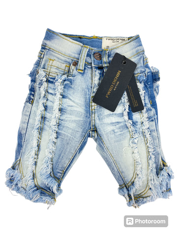 Little Kids FWRD Wavy Patchwork Denim Shorts