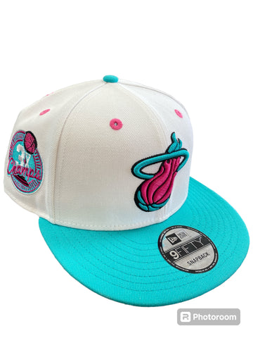 Men NEW ERA 9Fifty Miami Heat 3X Champs Beetroot Snapback