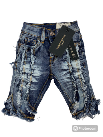 Little Kids FWRD Wavy Patchwork Denim Shorts