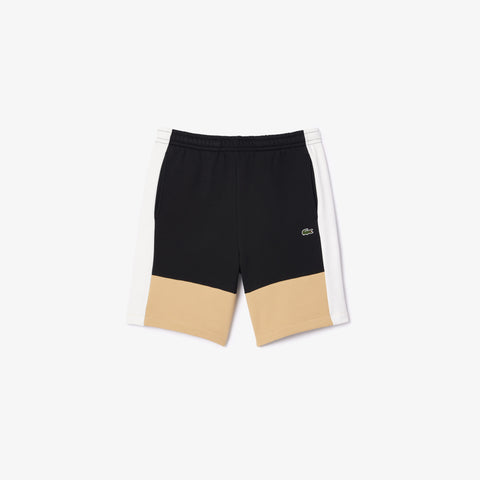 Men LACOSTE Regular Fit Brushed Fleece Colorblock Shorts