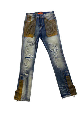 Men RARE ELEMENT Washed PU Semistacked Jean