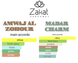 Josh's Citrus Bundle | Madar Charm By Zakat Eau De Parfum Women | Amwaj Al Anbar By Zakat Pure Concentrated Oil Men