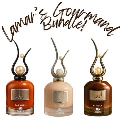 Lamar's Gourmand Bundle| Lamar Chocolate | Lamar Caramel | Lamar Nude By Zakat Eau De Parfum 100ML (3.4 FL OZ) Women