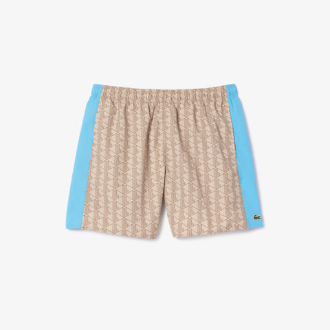 Men LACOSTE Monogram Print Swim Shorts