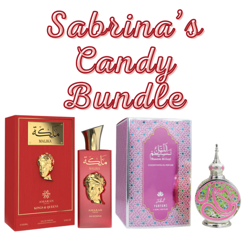 Sabrina's Candy Bundle | Kings & Queens Malika By Amaran Eau De Parfum Women | Naseem Al Layl By Zakat Pure Concentrated Oil Women