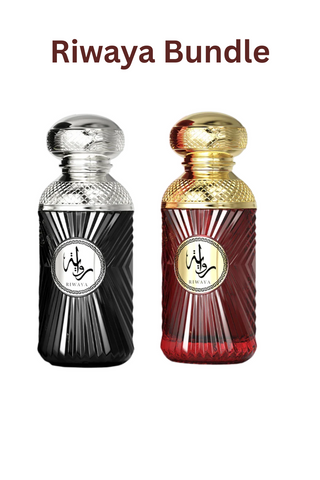 Riwaya Bundle | Riwaya Elegance By Sahari Eau De Parfum 100 ML (3.4 FL OZ) Women | Riwaya Radiance By Sahari Eau De Parfum 100 ML (3.4 FL OZ) Men