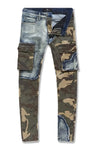 Men JORDAN CRAIG Denim Camo Cargo Jeans