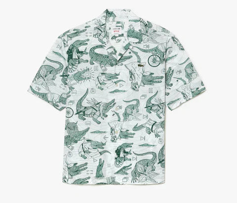 Men LACOSTE x Netflix Short Sleeve Button Up Shirt