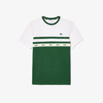 Men LACOSTE Ultra-Dry Logo Stripe Piqué Tennis T-Shirt