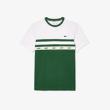 Men LACOSTE Ultra-Dry Logo Stripe Piqué Tennis T-Shirt