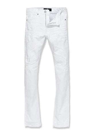 MEN JORDAN CRAIG STACKED DENIM WHITE JEANS