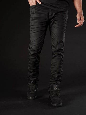 MEN JORDAN CRAIG SLIM TAPERED FIT BLACK DENIM JEANS