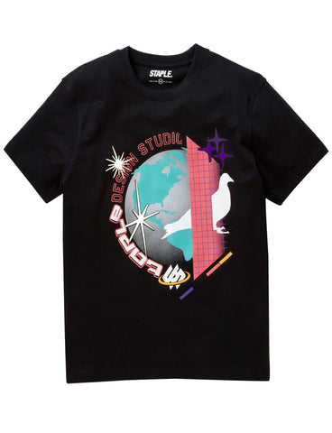 MEN STAPLE BELMONT GLOBE TSHIRT BLACK