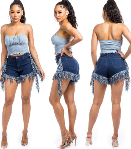Women SWEET LOOK Short Frayed Ripped Jean Short