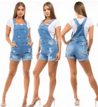 Women SWEET LOOK Ripped Short Overall