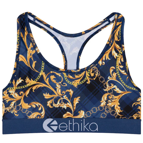 Women ETHIKA Gold Plaid Sports Bra