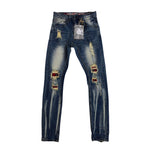 Men SMUGGLERS MOON Indigo Plaid Backed Jeans